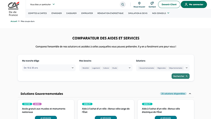 Comparateur aides et services, Réalisation par Timothée CORRADO