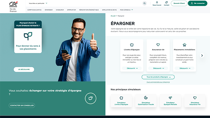 Hubs Epargner / Emprunter / S'assurer, Réalisation par Timothée CORRADO
