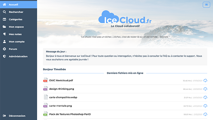 IceCloud, le Cloud Collaboratif réalisé par Timothée CORRADO